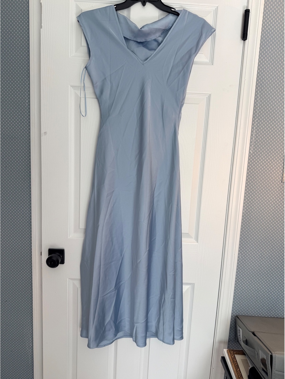 Sam Edelman Light Blue Maxi Dress with V-Neck and Side Detail